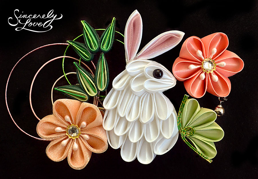 Bunny In The Flower Garden Kanzashi by SincerelyLove