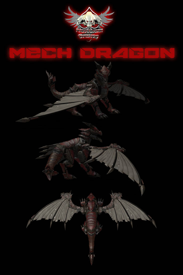 Mech Dragon With Wings by mestophales