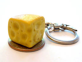 Swiss Cheese Wedge Keychain