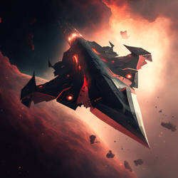 Spaceship Triangle Space Red And Black Octane9