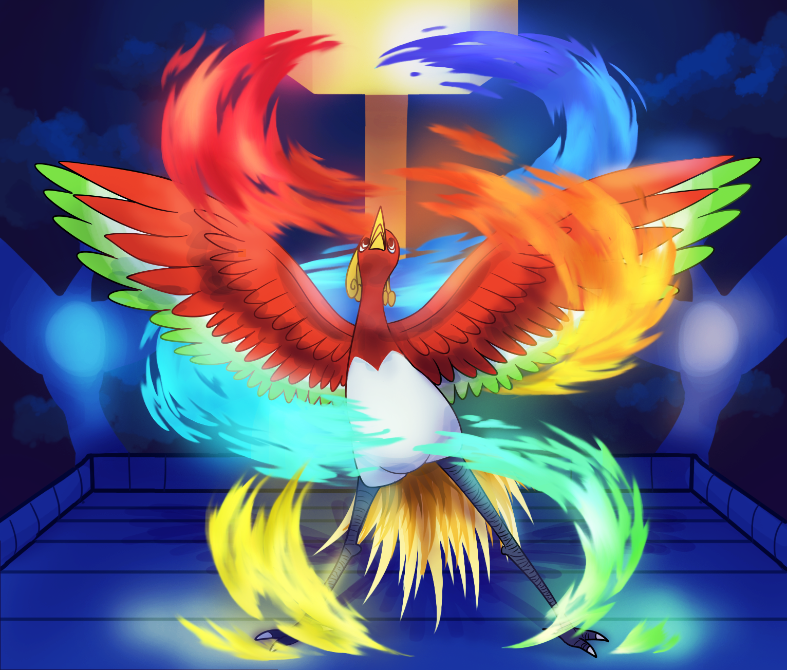 Rainbow Ho-oh Recolor by Dark-Rose-Creations on DeviantArt