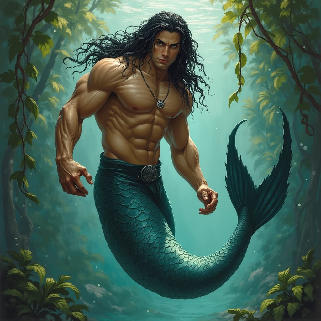 6 Mermen Merman with long, black hair by stuartpierce on DeviantArt
