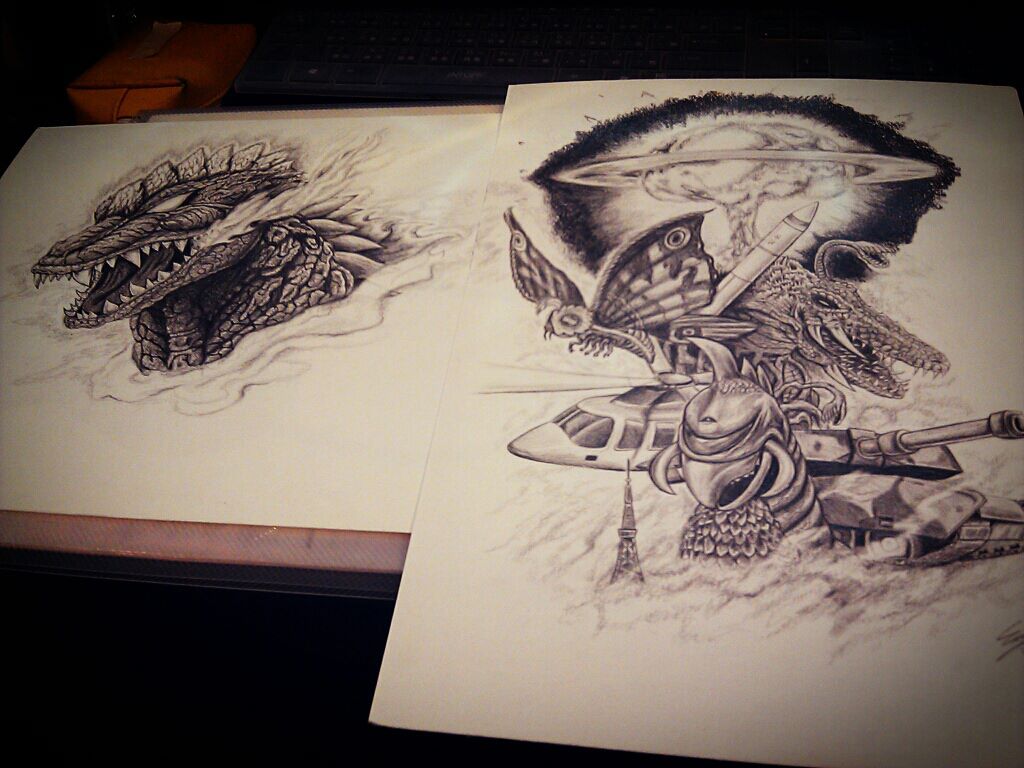 Godzilla Theme Half Shoulder Tattoo Design By Eason41 On DeviantArt