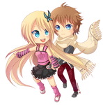 -- Chibi couple Commission for Darkehlicious 01 -- by Kurama-chan
