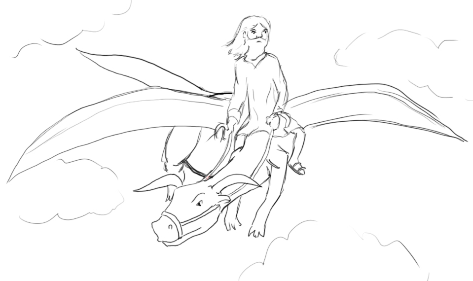 Jesus riding a dragon