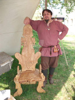 Our pal Aki and his viking throne :D