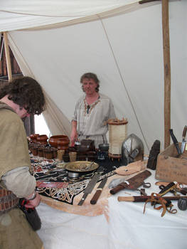 Viking merchant Pitt at his stall