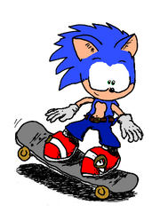 Sonic on a skate (Sonic the Hedgehog redesigned)