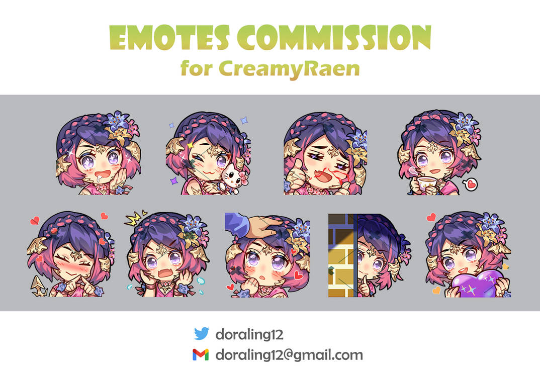 Emotes commission for CreamyRaen by doraling12 on DeviantArt