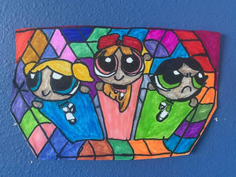 Power Puff Girl Art Colorful Design Drawing  by NWeezyBlueStars23
