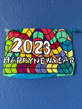 2023 Happy New Years Art Colorful Design Drawing 