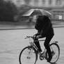 biker guy with umbrella