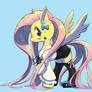 Fluttershy and white, black, blue