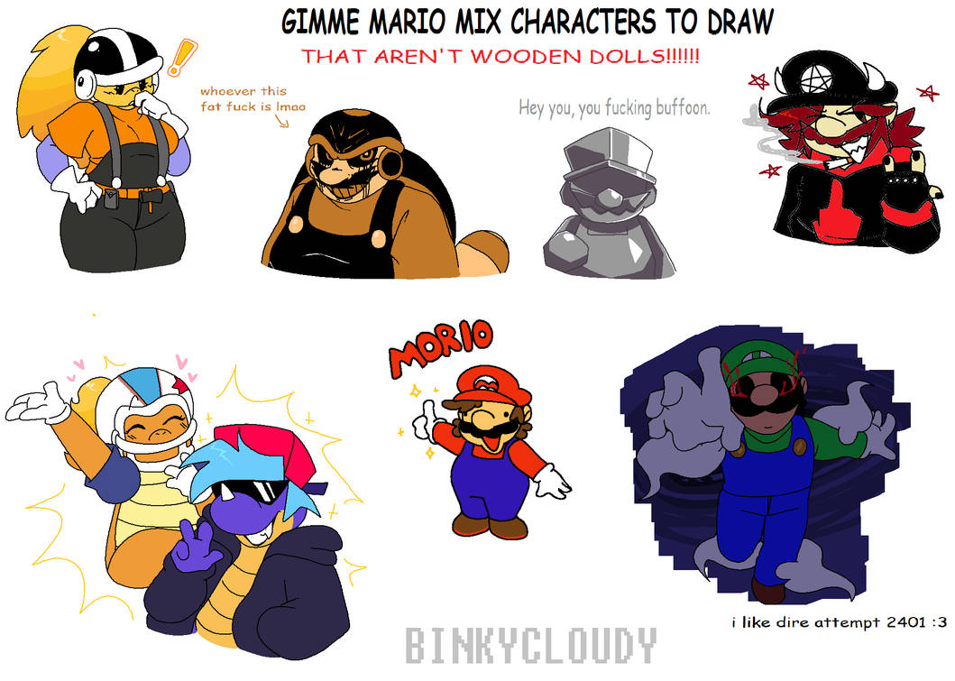 Mario Mix characters doodles by BinkyCloudy on DeviantArt