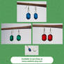 Glass Zelda Rupee Earrings Green Blue Red