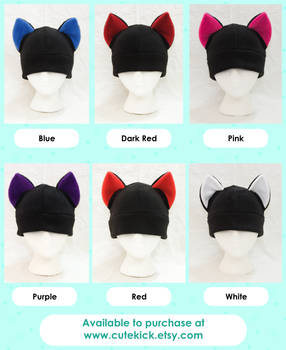 Cat Hat in Black Bright Neon Rave Colors