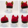 Brick Red Autumn Cat Hat with Leaf Pattern