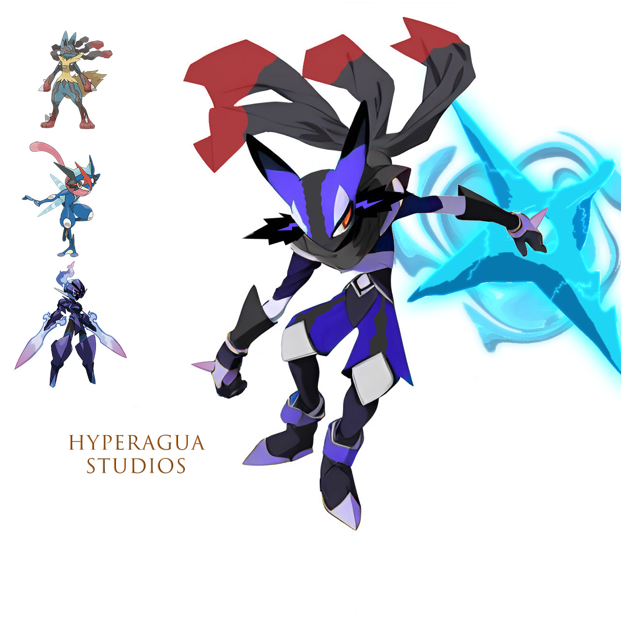 Pokemon Fusion Sprite: Request #62: Mega Mewtwo X Mega Lucario Shiny  Greninja 