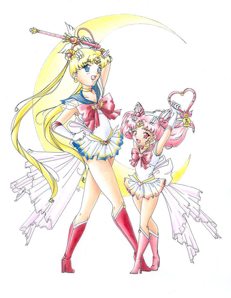 Moon and Chibi Moon colour by quark777 on DeviantArt