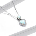 Heart necklace, Sterling silver pendant with opal by BDSart