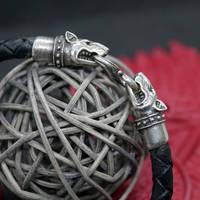 Bull terrier bracelet, Sterling silver and leather