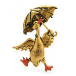Duck with Umbrella brooch by BDSart
