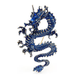 Chinese dragon brooch, Blue