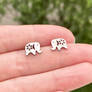 Elephants stud earrings, Steel