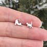 Playing cats stud earrings, Stainless steel