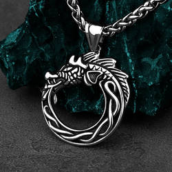 Dragon ouroboros pendant, Stainless steel