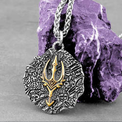 Aquamen trident pendant, Stainless steel