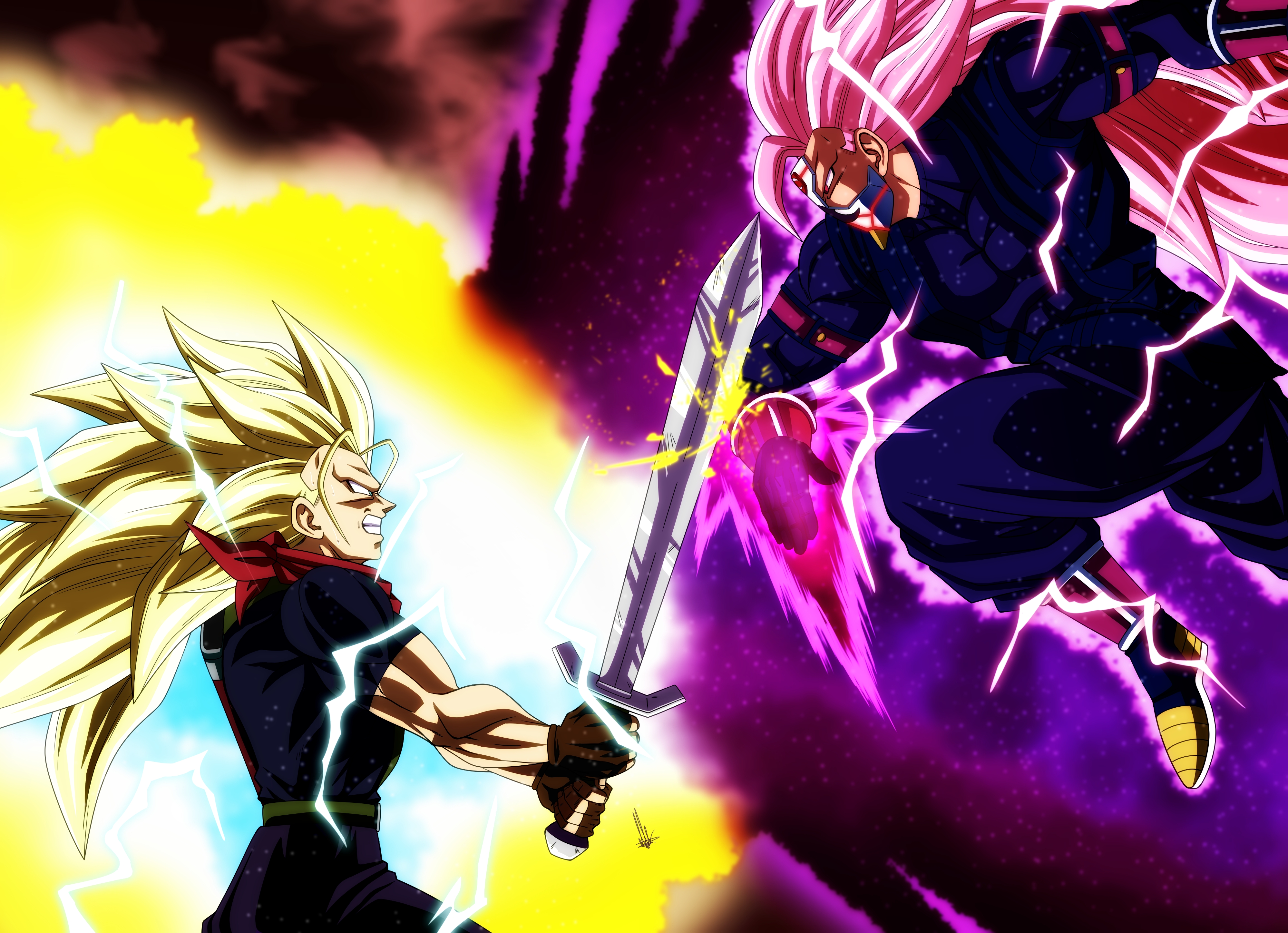 Ss3 Rage Trunks ssj rage 3 vs Crimson Masked Saiyan ssj3 by Unkoshin on DeviantArt