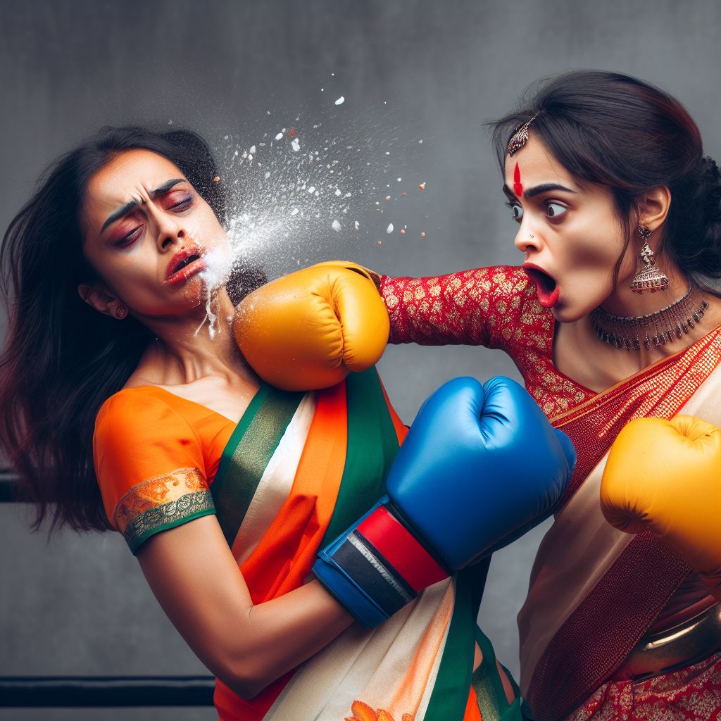 Indian women boxing beating the spit out by hulk1998jr on DeviantArt