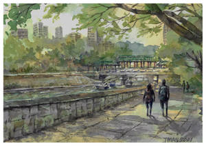 Watercolor Landscape - Tai Po Lam Tsuen River