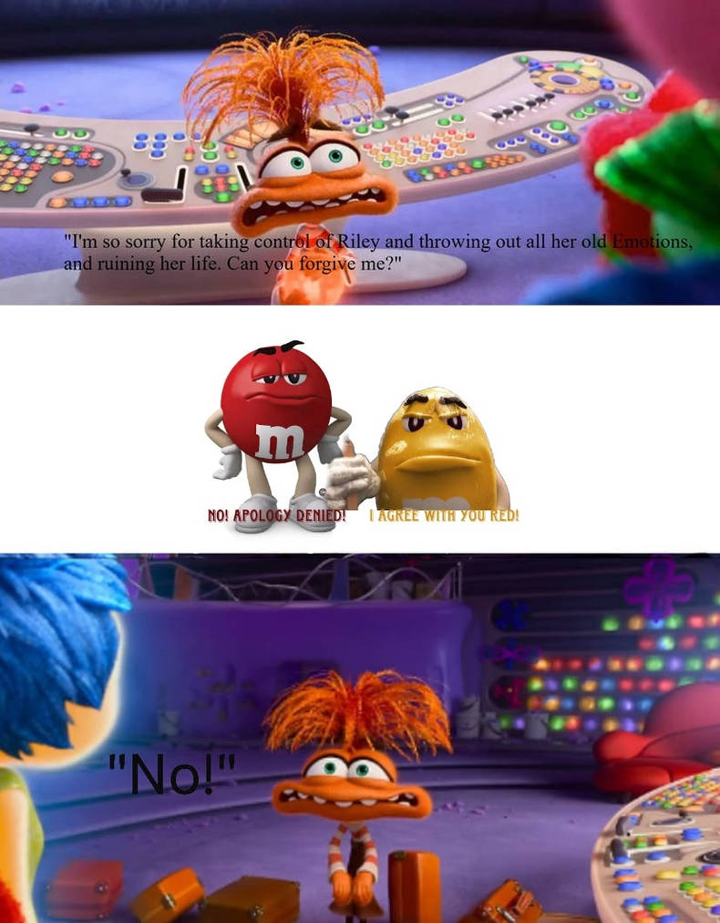 Red Angry Yellow Red and Yellow Denies Anxiety's Apology by 18FromBBFC on DeviantArt