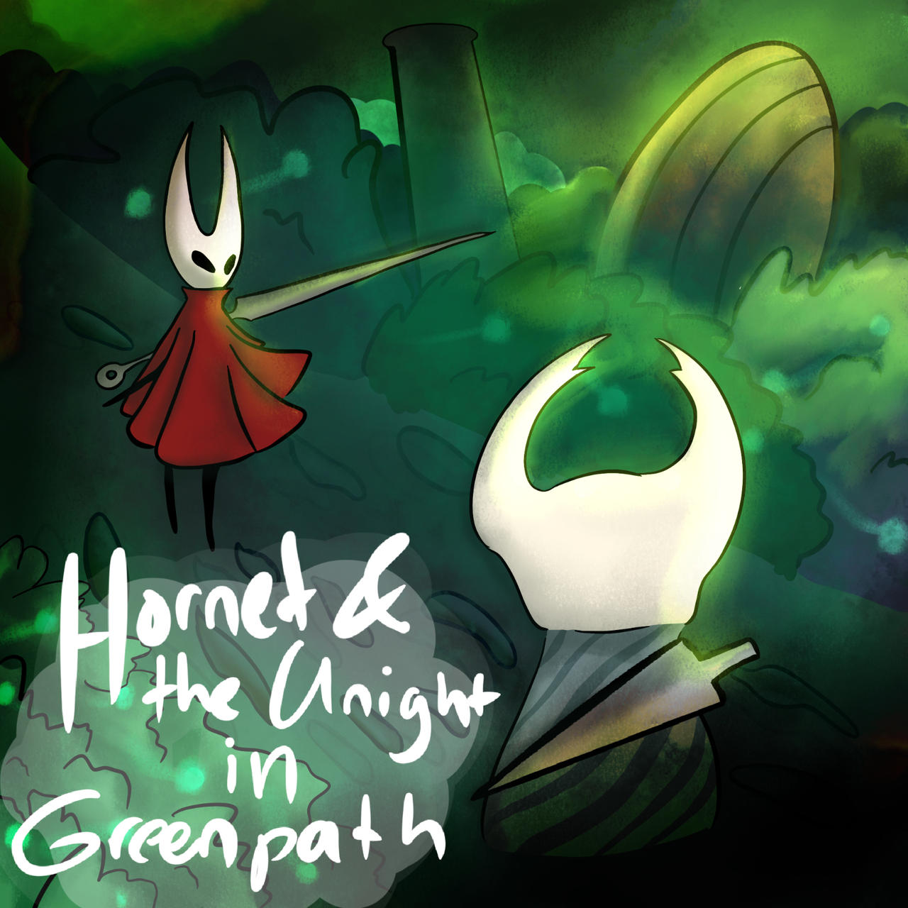 Hornet and the knight in Greenpath (old) by 0Candlestorm0 on DeviantArt