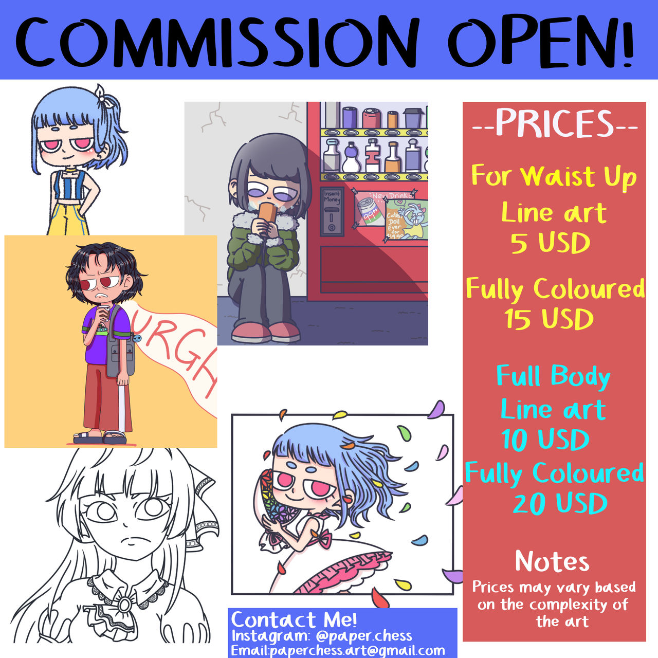 Deviantart Promotion Commission Prices (DevianArt) by PaperDotChess on DeviantArt