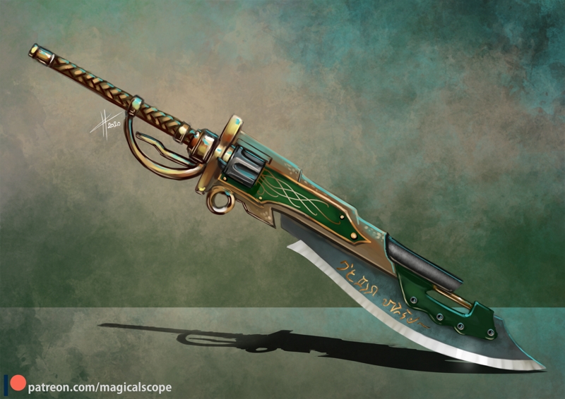 Patreon: Gunblade design by MagicalKaleidoscope on DeviantArt