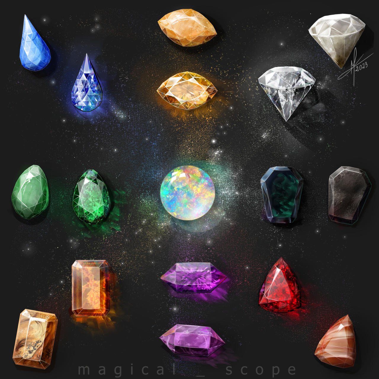 Magic gem array by MagicalKaleidoscope on DeviantArt