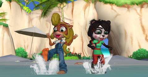 Coco And Yaya Making A Splash