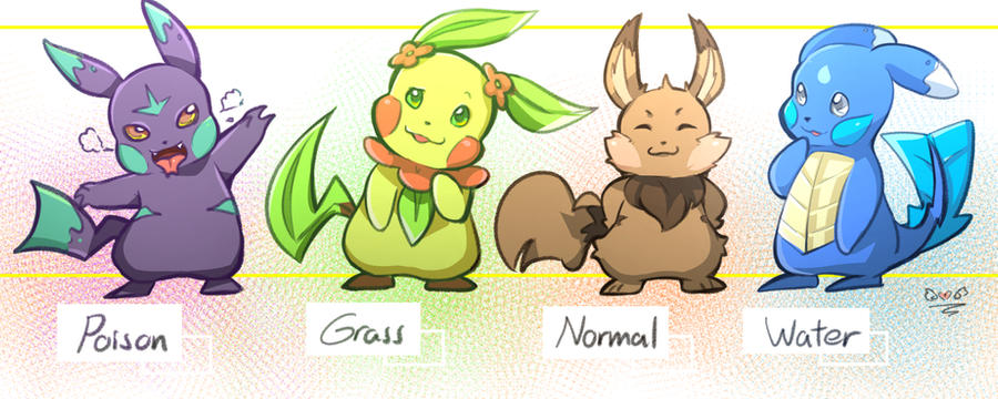 Pikachu Mutations PikachuDifferentTypes by BunnyChan21 on DeviantArt