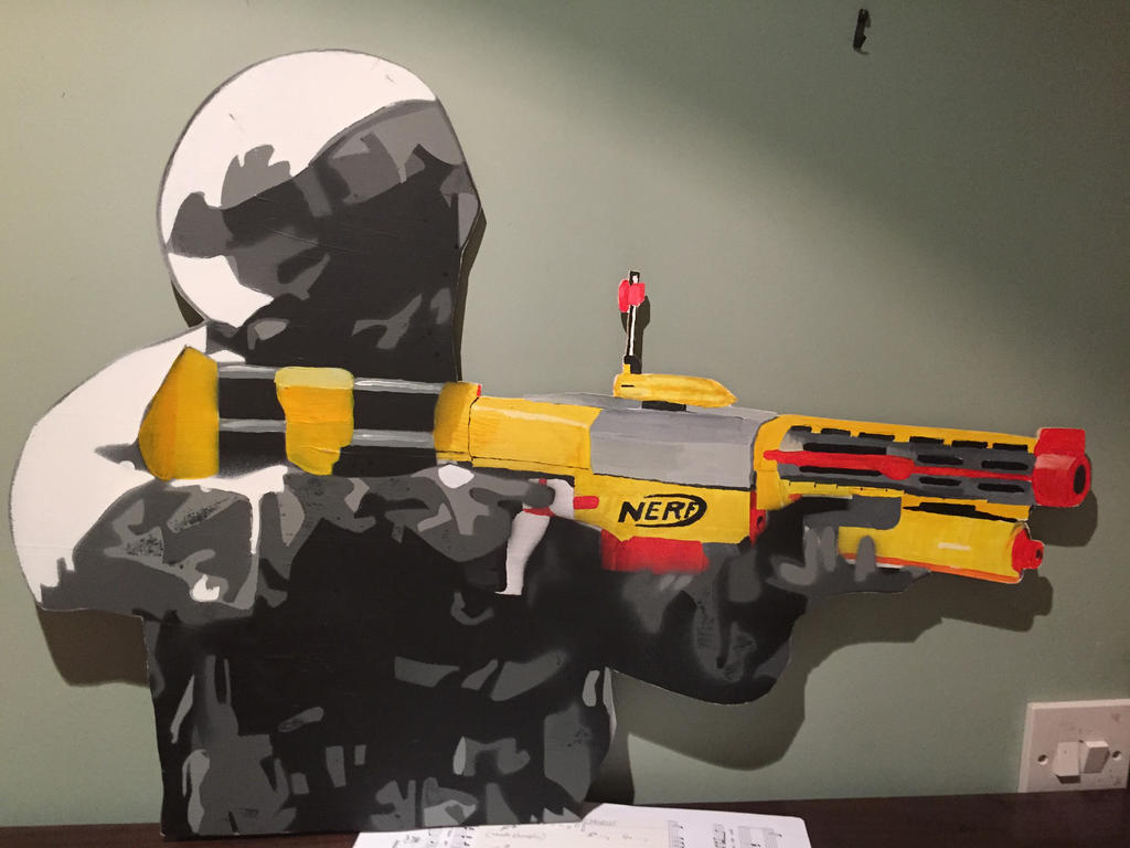 Solider with Nerf Gun stencil