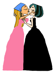 Lindsay And Gwen Kissing In Their Dresses