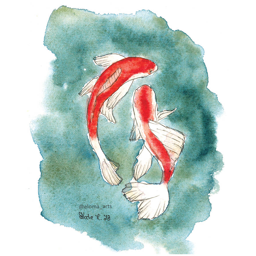 Koi Fish - Watercolor Painting by ElomaArts on DeviantArt