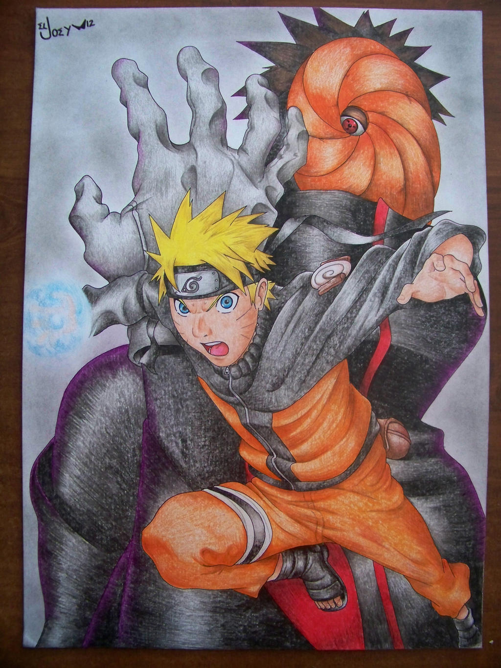 Naruto vs Tobi (lapices de color) by ELJOEYDESIGNS on DeviantArt