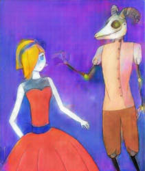 Girl and Her Monster (Coloured Digitally)