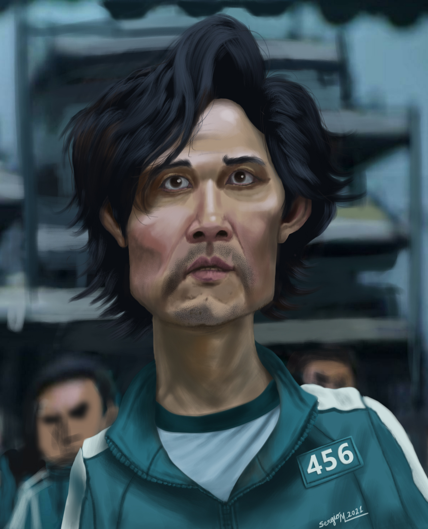 Drawing Lee Jung Jae as Seong Gi-hun (player 456)