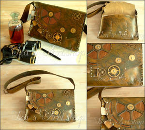 Large steampunk leather bag