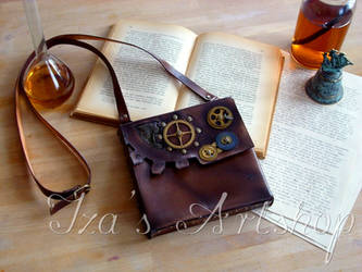 Steampunk leather pouch