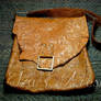 Textured tawny leather messenger bag